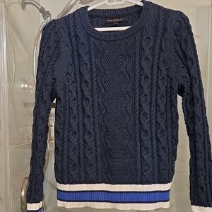 Banana Republic Navy Sweater with Striped Hem